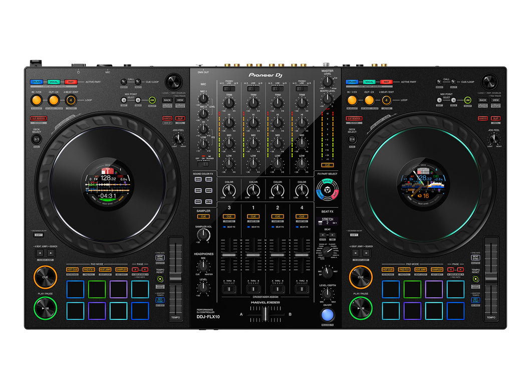 Pioneer DDJ-FLX10 4 Channel Serato DJ & Rekordbox DJ Controller. w/ DMX Lighting