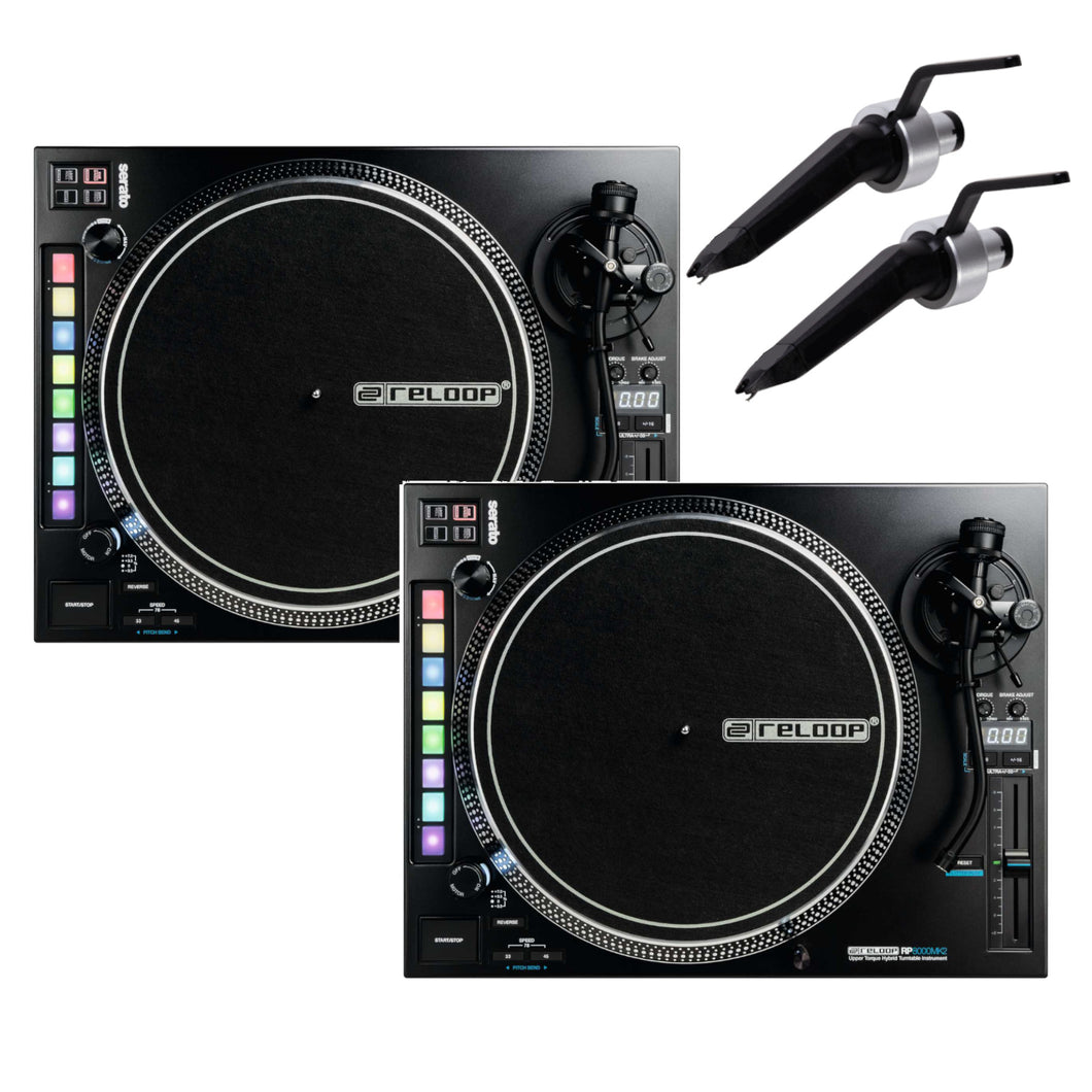 Reloop RP-8000mk2 (PAIR) Advanced Hybrid Turntable w/ MIDI feature section and FREE Ortofon Needles